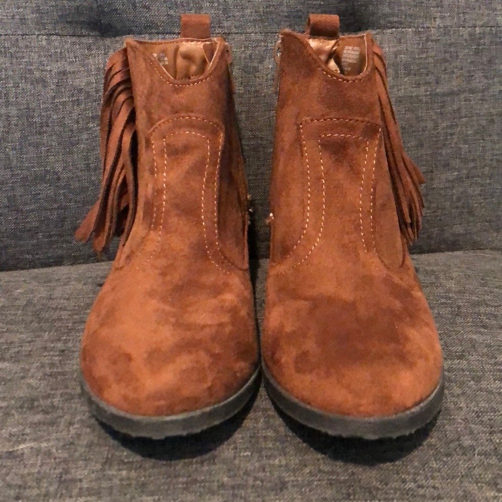 Brown Fringe Booties